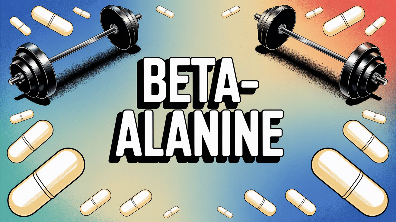 Capsules de beta alanine avec haltères sur fond dégradé