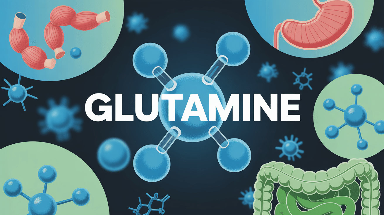 Molecule de glutamine avec cellules musculaires et intestinales