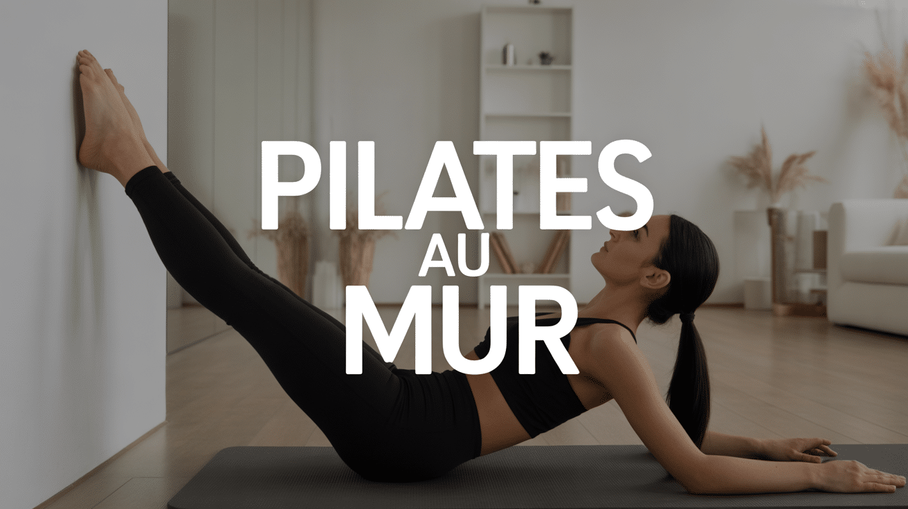 Femme pratiquant pilates au mur en salon moderne