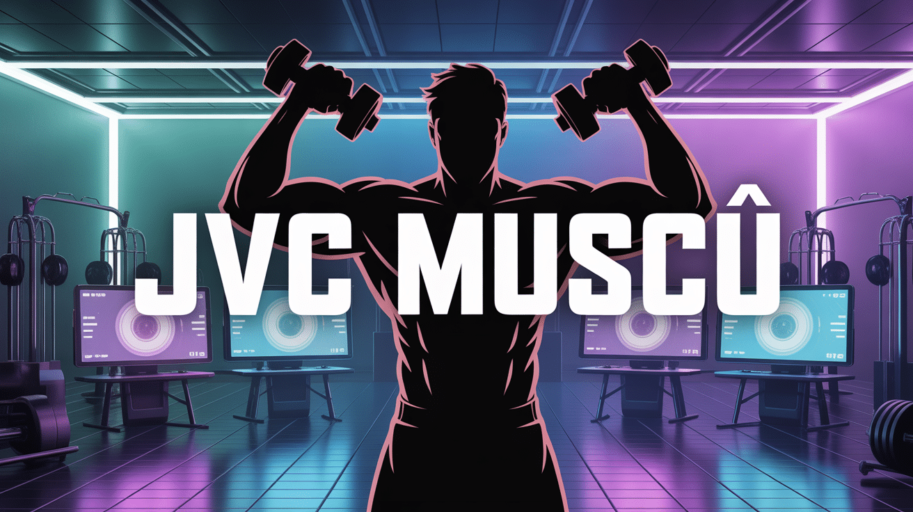 gamer musclé jvc muscu avec manette et haltère