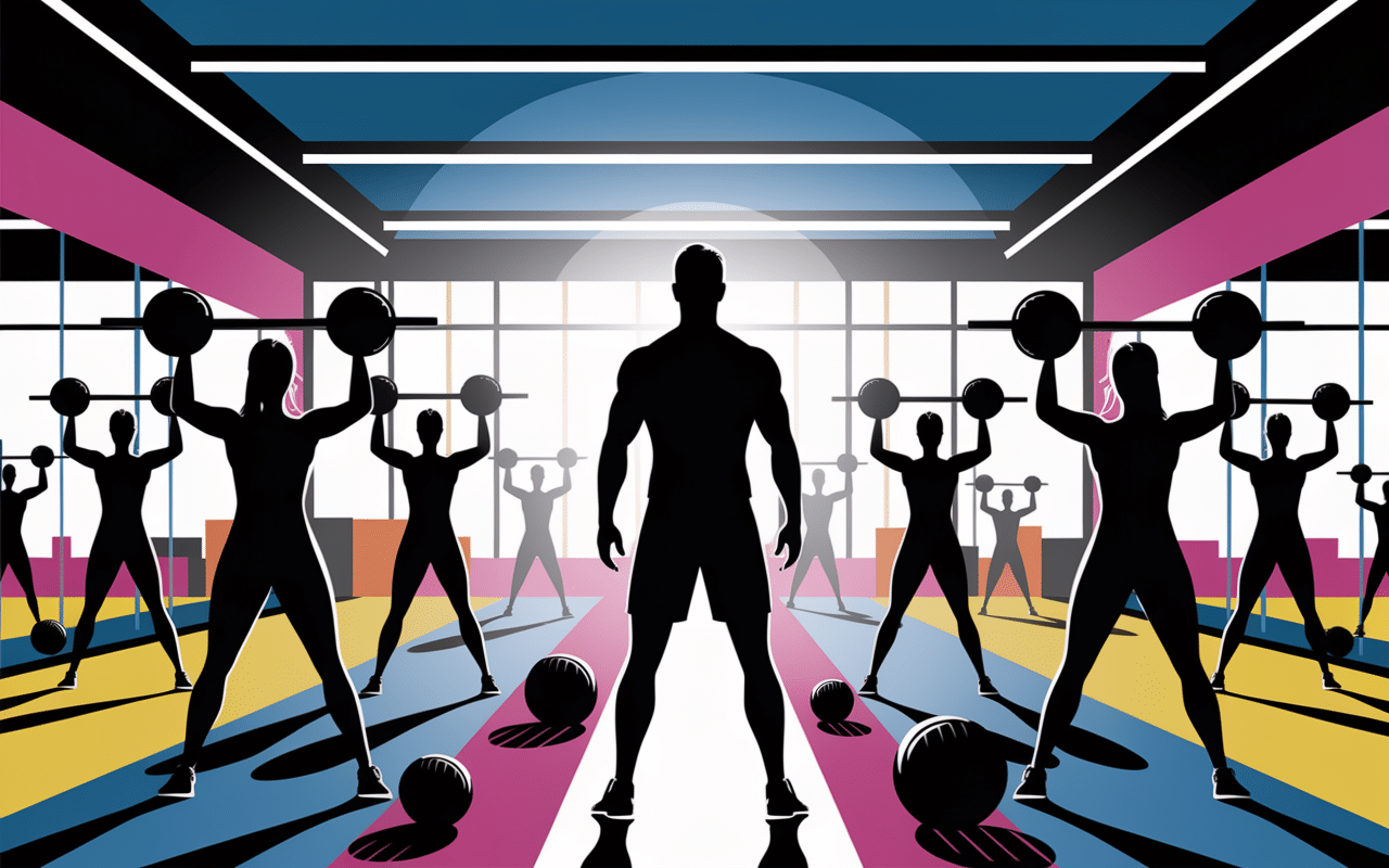 Cours collectif body pump avec coach et barres poids