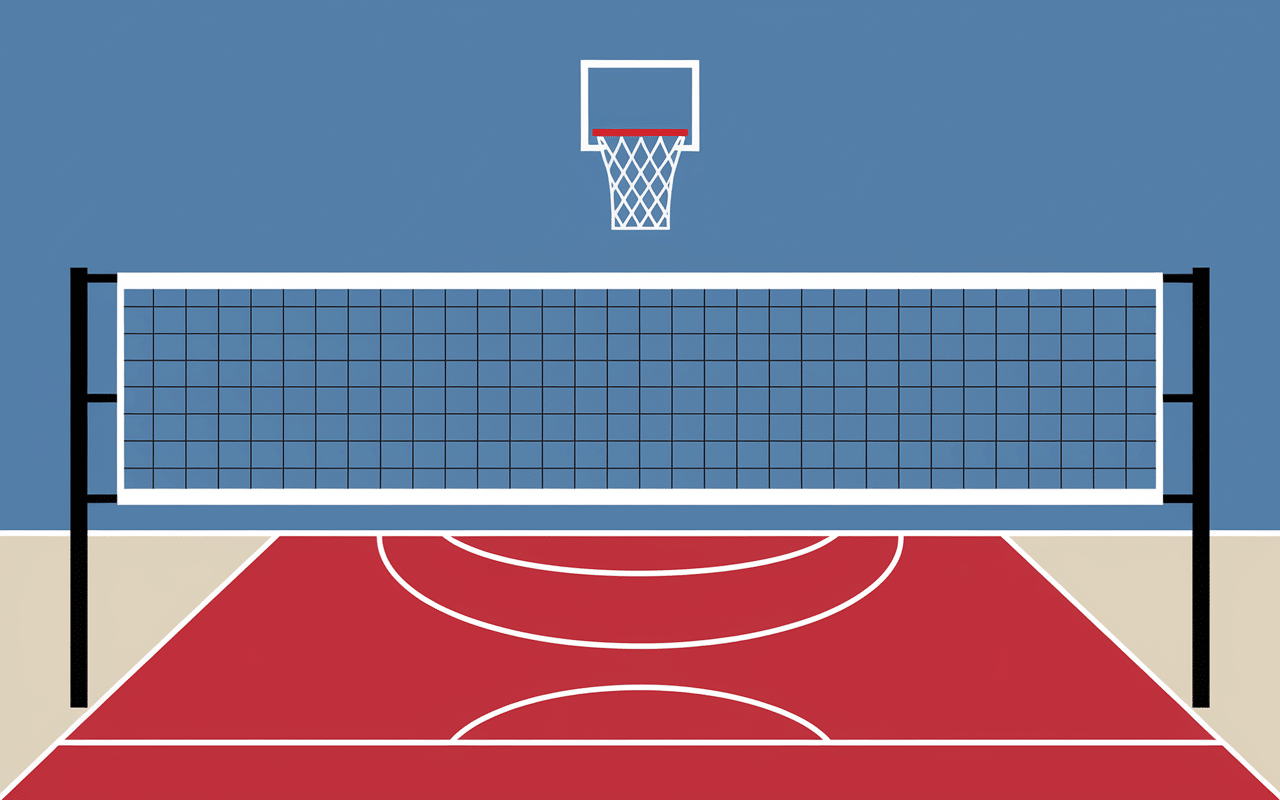 Détails filet volley-mailles et câbles