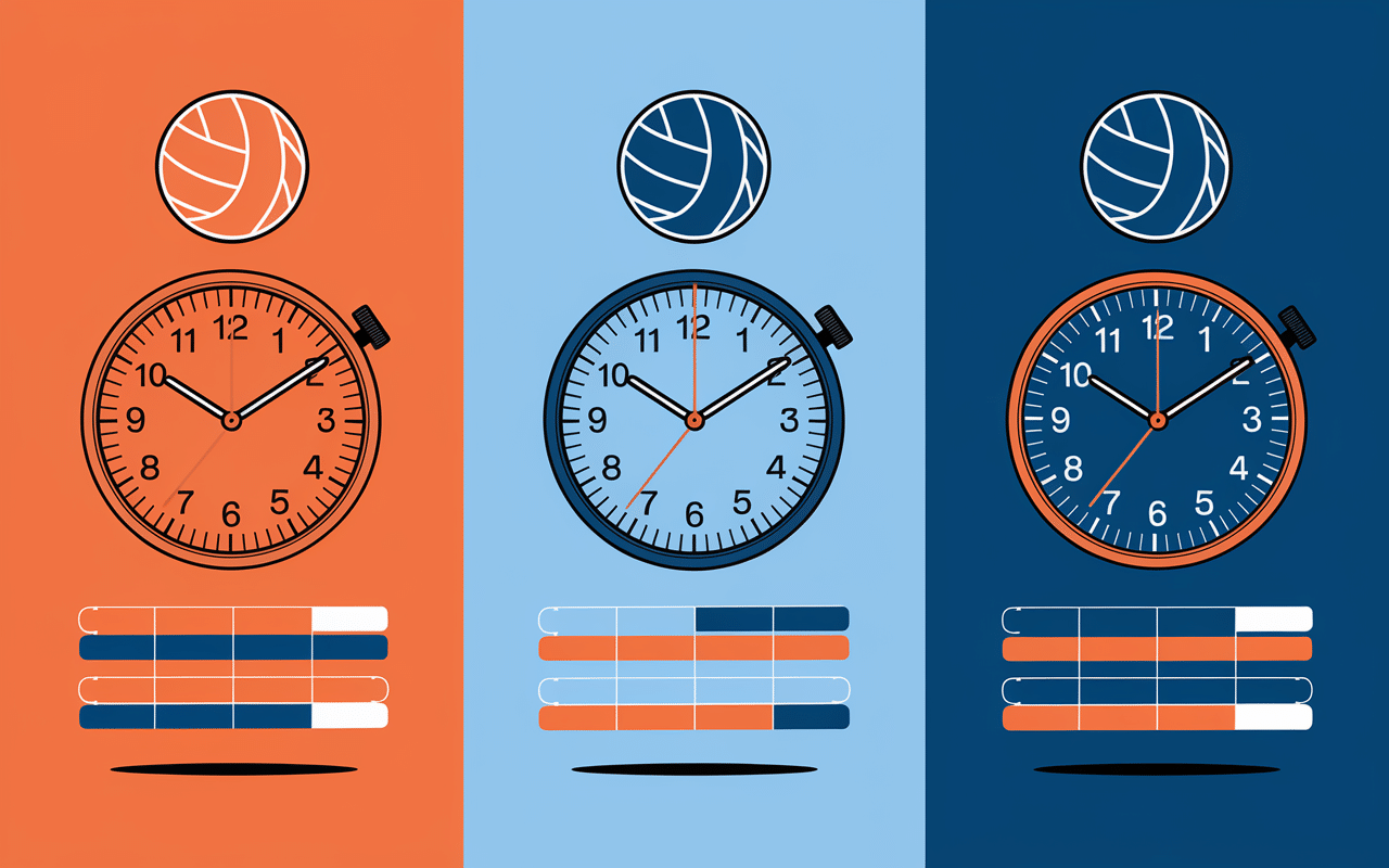 Durée match volley avec chronomètre stylisé
