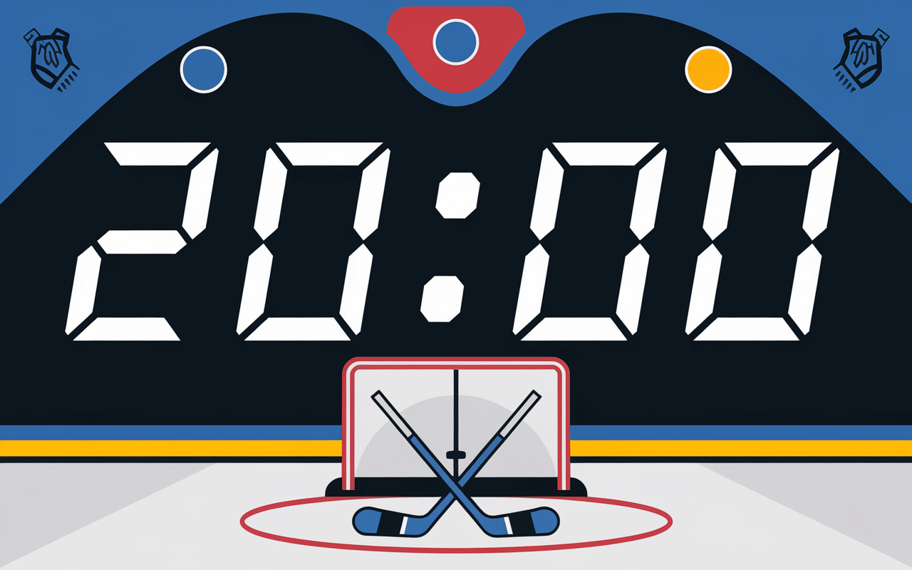 Chronomètre et périodes sur patinoire stylisée