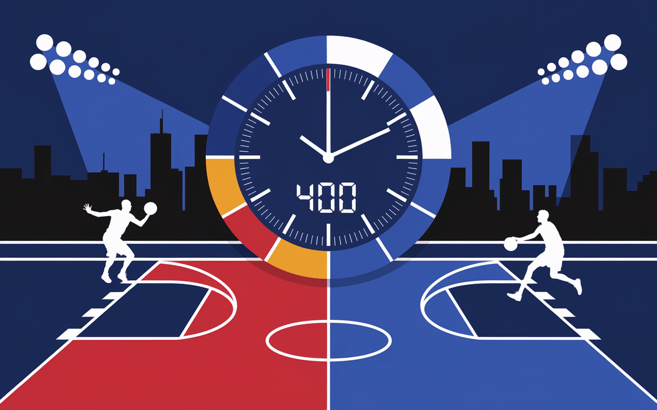 Chronomètre 40 minutes FIBA sur terrain de basket