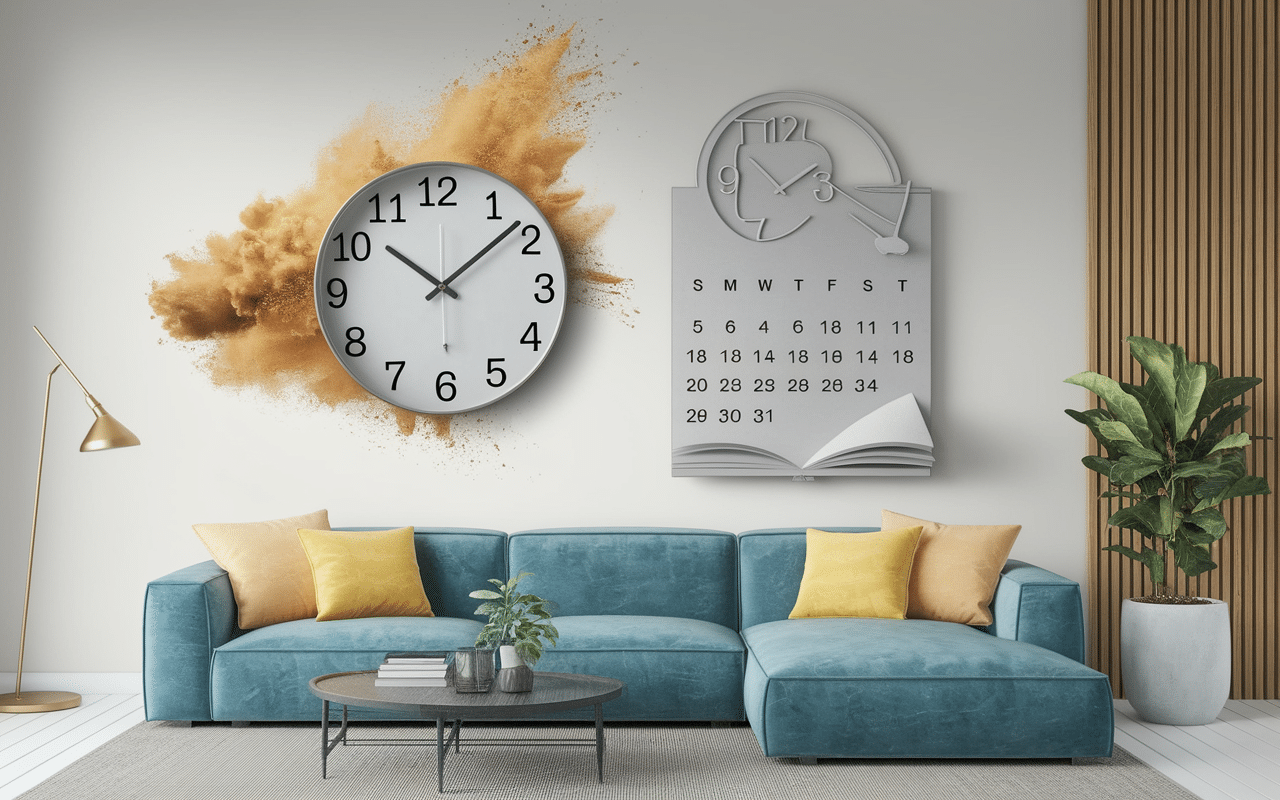 Concept de temps avec horloge et sablier