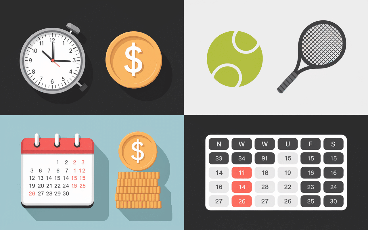 Tableau des horaires et tarifs tennis