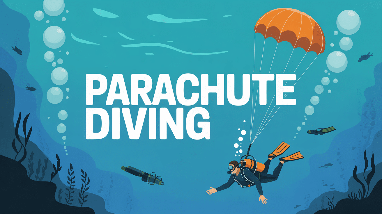 Plongeur sous-marin déployant parachute sécurité
