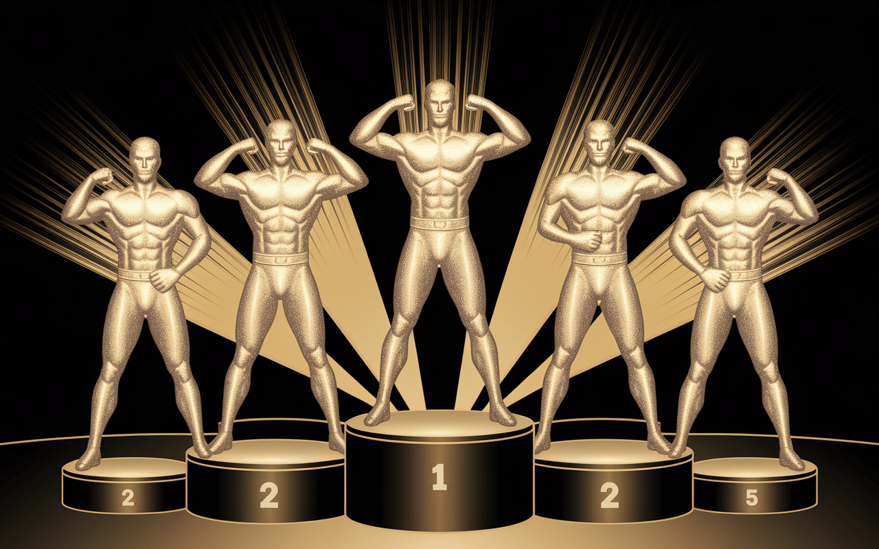 Silhouettes héroïques de boxeurs sur fond doré