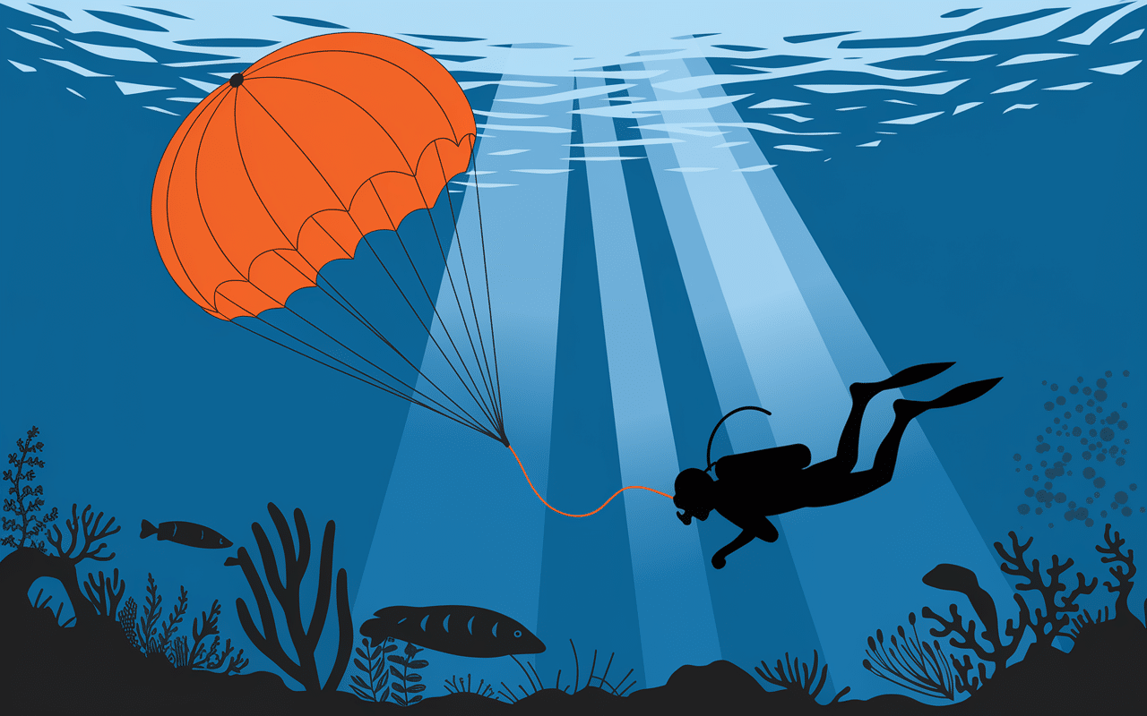 Parachute de plongée flottant subaquatique
