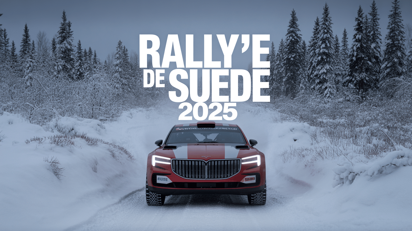 Voiture rallye dans la neige