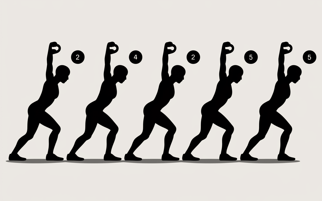 Illustration des étapes du mouvement kettlebell snatch