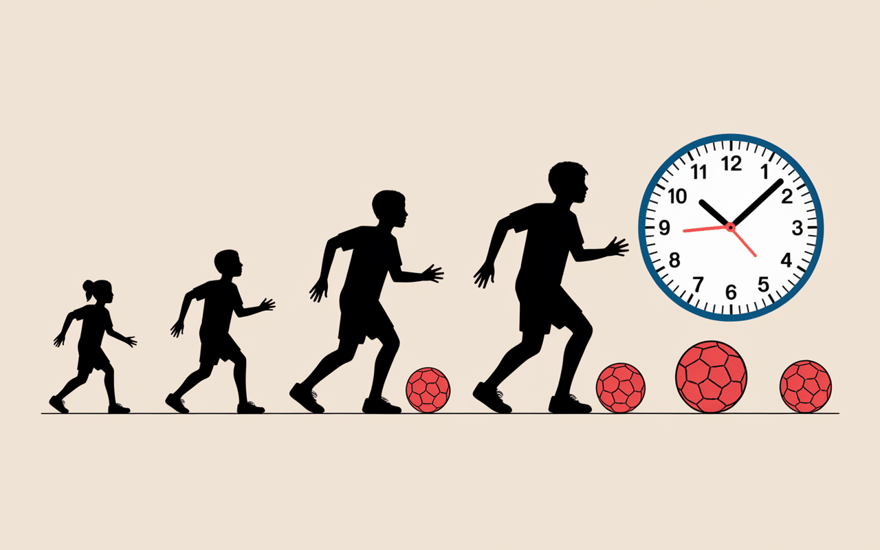 Illustration temps match handball âges
