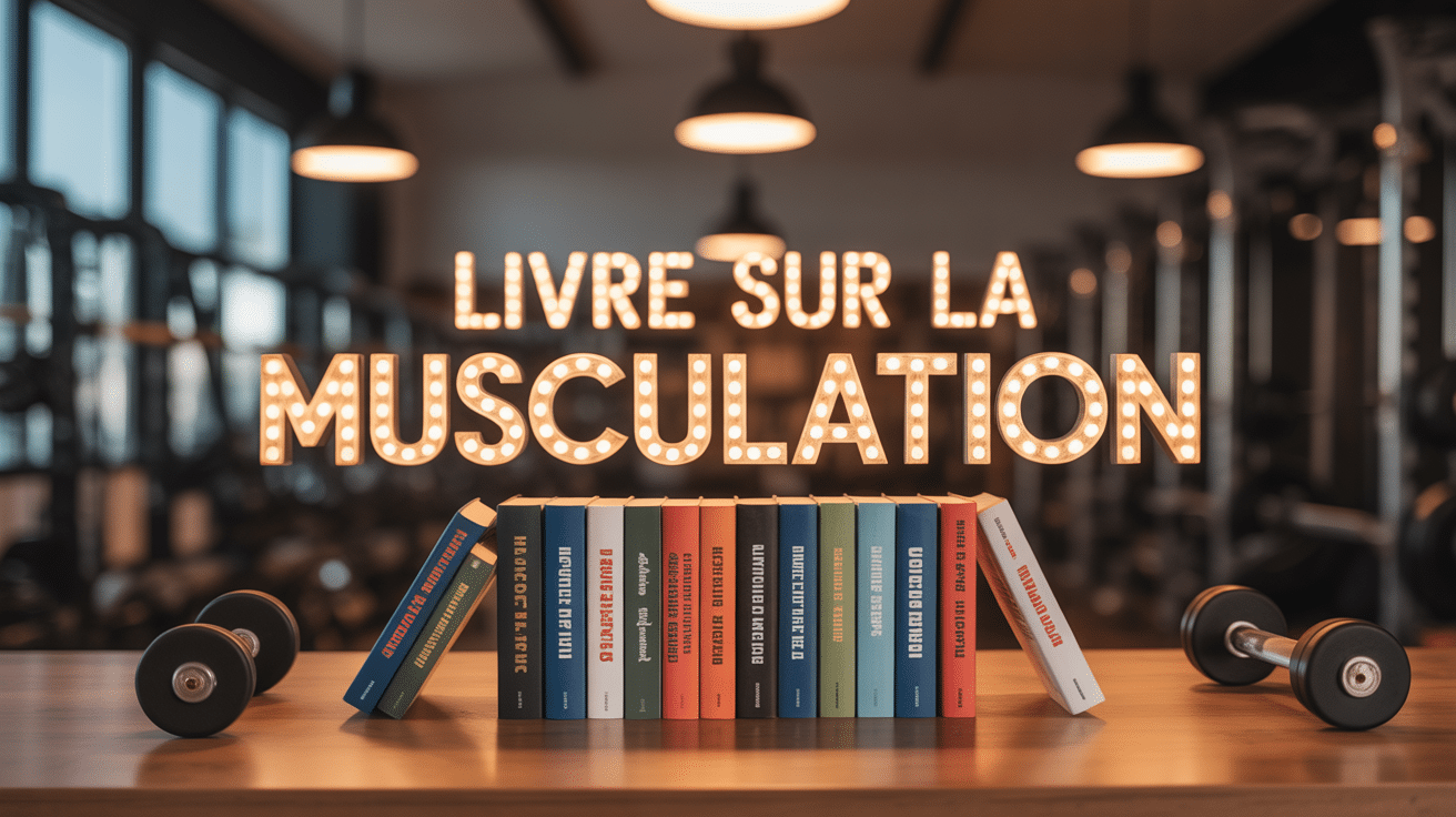 collection de livres sur la musculation avec haltères