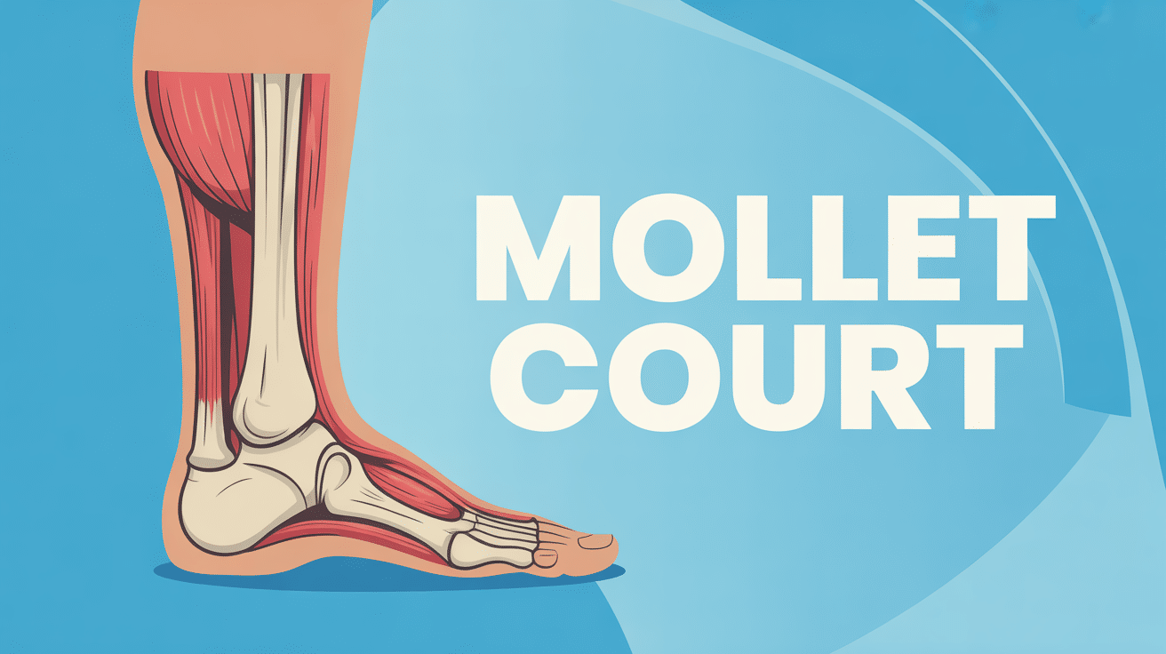 Illustration mollet court, insertion haute, anatomie jambe