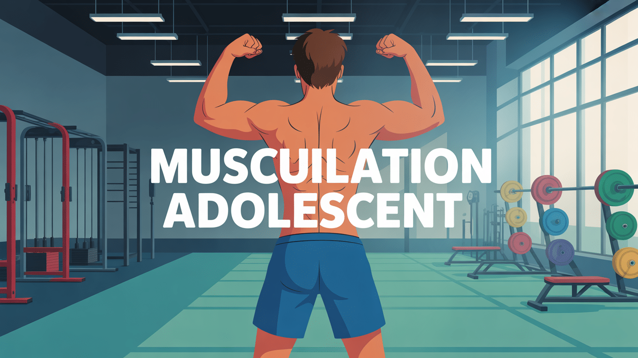 Adolescent musculation haltères salle de sport