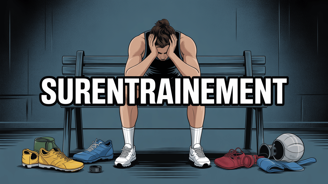 Sportif assis fatigué sur banc surentraînement