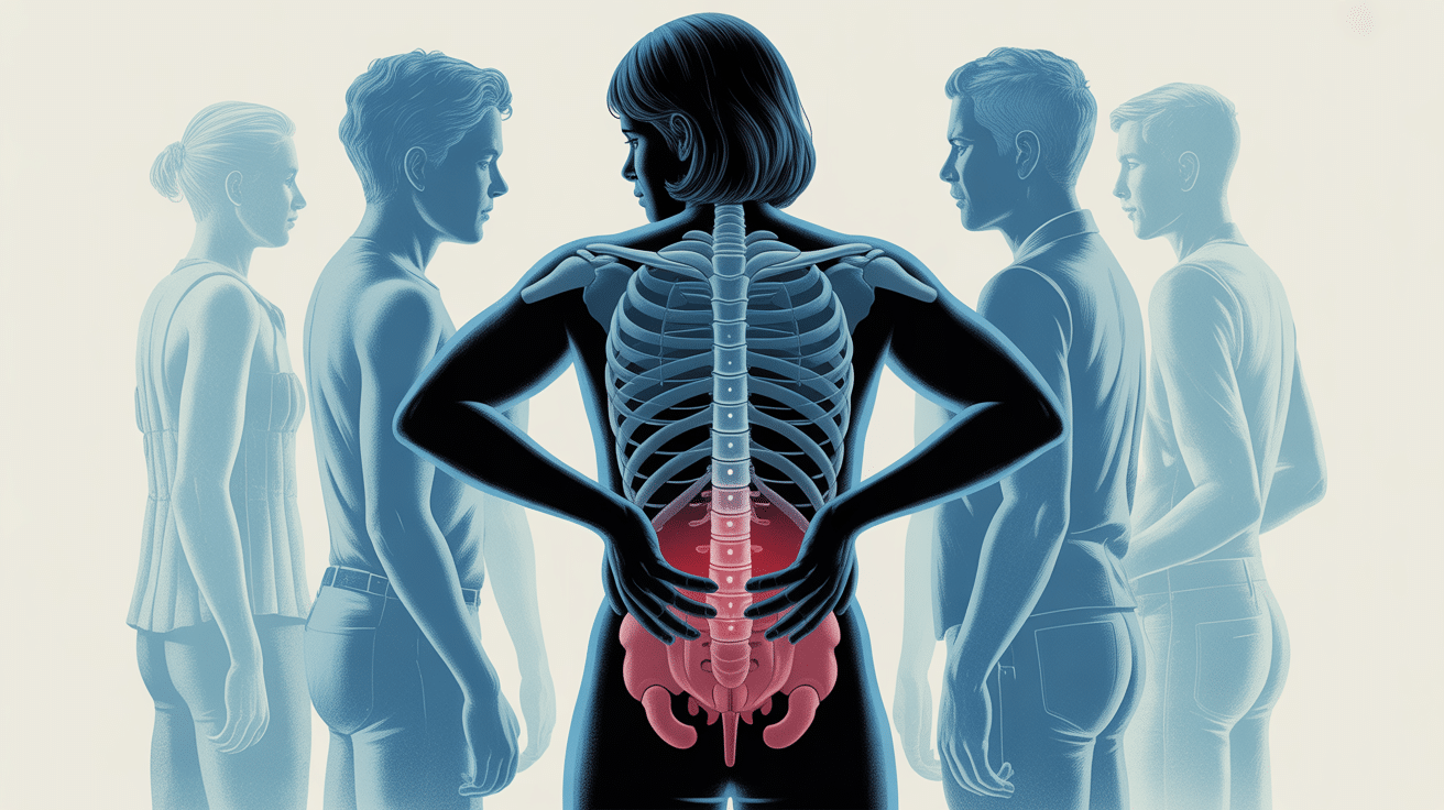 Illustration bar dans le bas du dos rouge zone lombaire