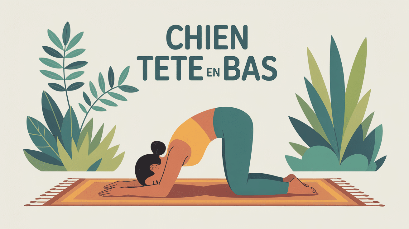 Chien tete en bas yoga femme sur tapis dans décor zen