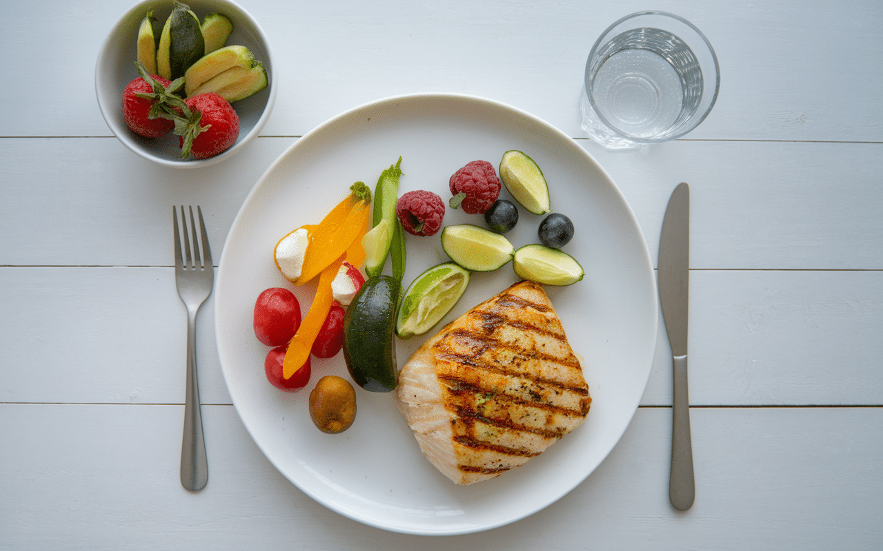 comment raffermir les cuisses alimentation saine assiette colorée