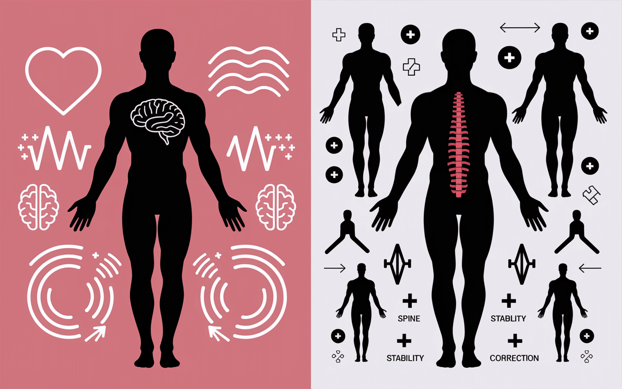Difference entre yoga et pilate bienfaits sante silhouettes