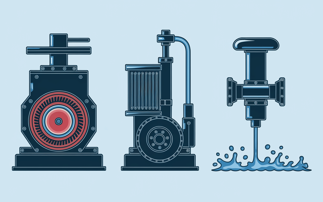 Schéma technique des different type de pompes industriels