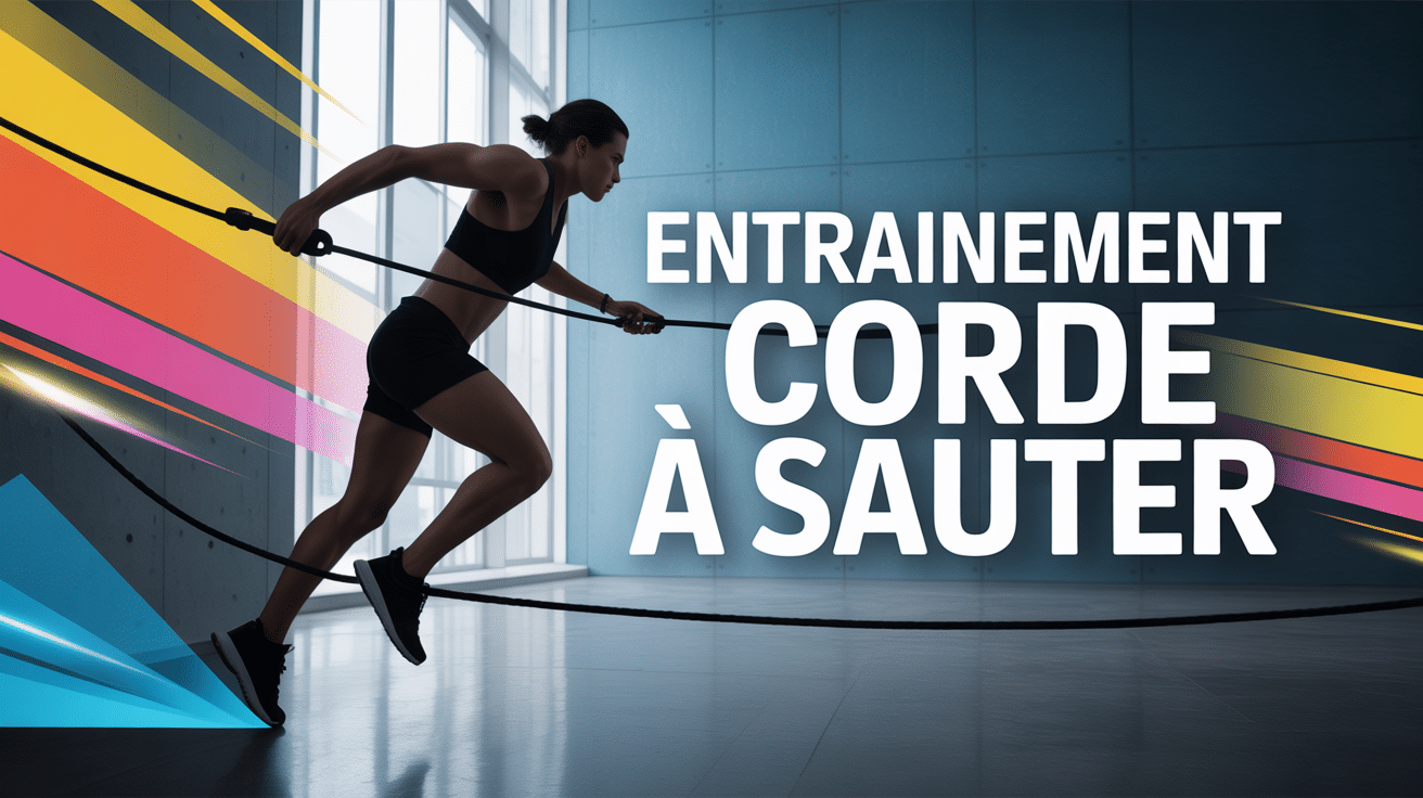 Entrainement corde a sauter silhouette athletique ambiance dynamique