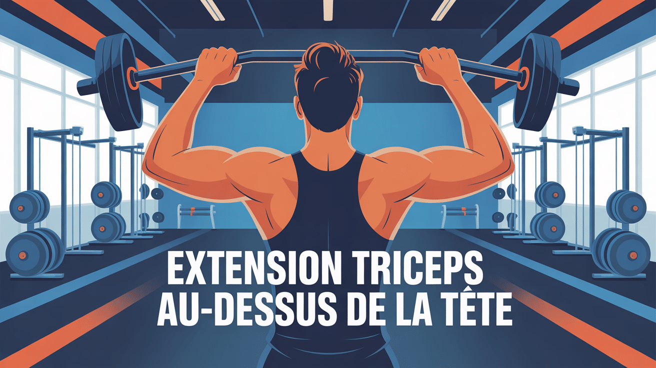 exercice extension triceps au dessus de la tete avec haltere profil