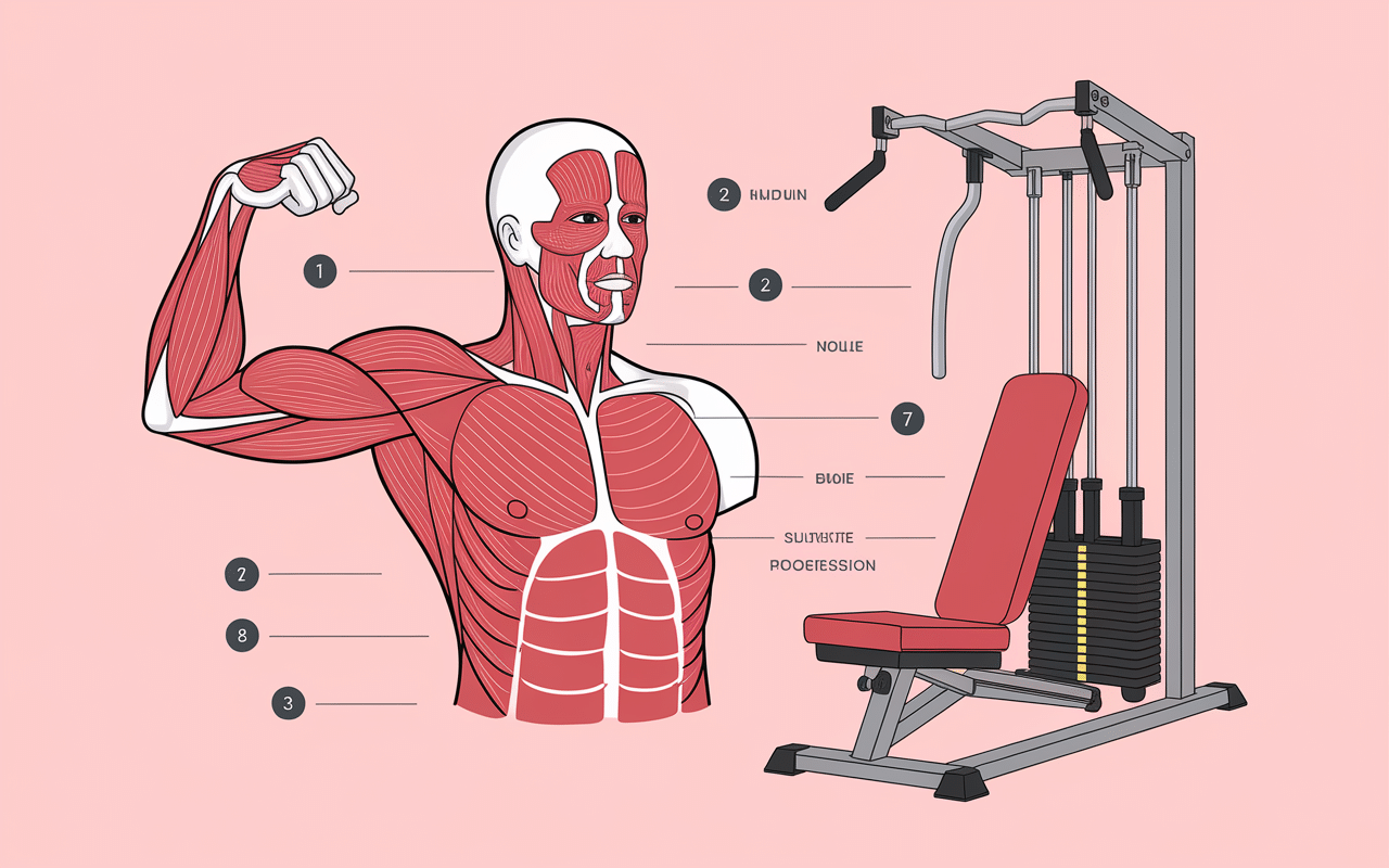 Diagramme muscle extensions triceps a la poulie sur bras