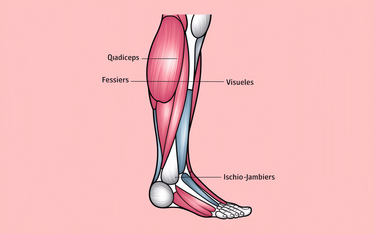 fente arriere avec halteres quadriceps fessiers ischio-jambiers