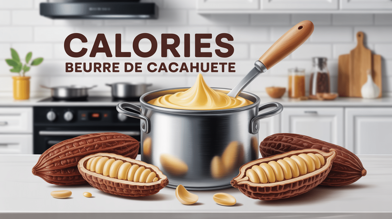 pot beurre de cacahuete calorie sur fond cuisine