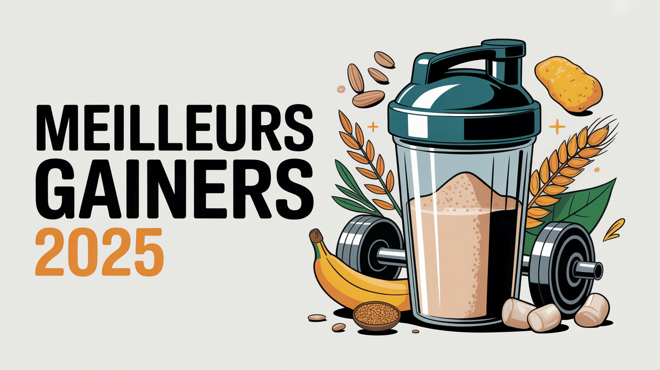 Illustration shaker meilleurs gainer pour prise de masse avec poids