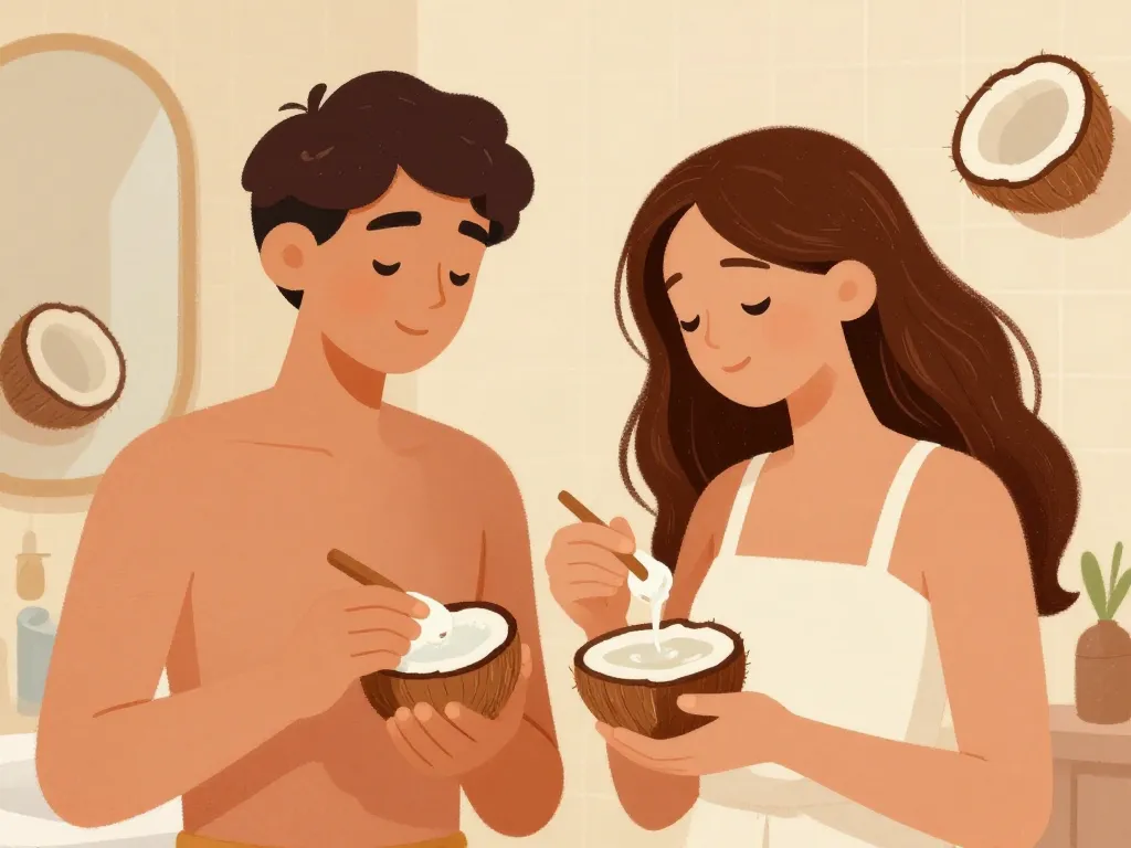 Bienfait huile de coco application peau cheveux