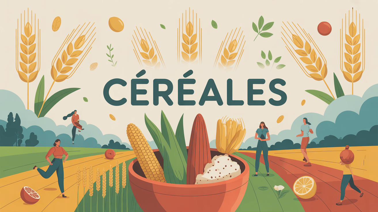 illustration céréales nutrition équilibrée
