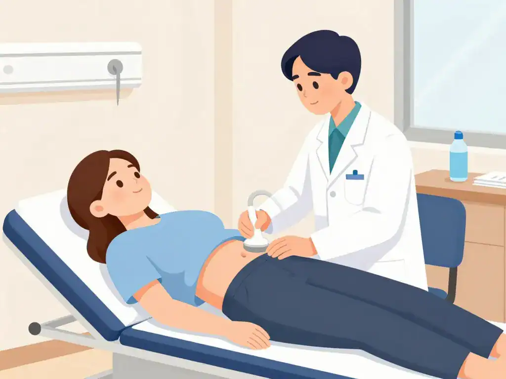 déroulement échographie abdominale patient et médecin