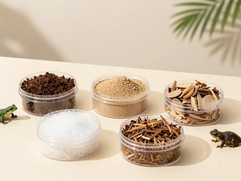 du terra différents substrats terrarium sur table