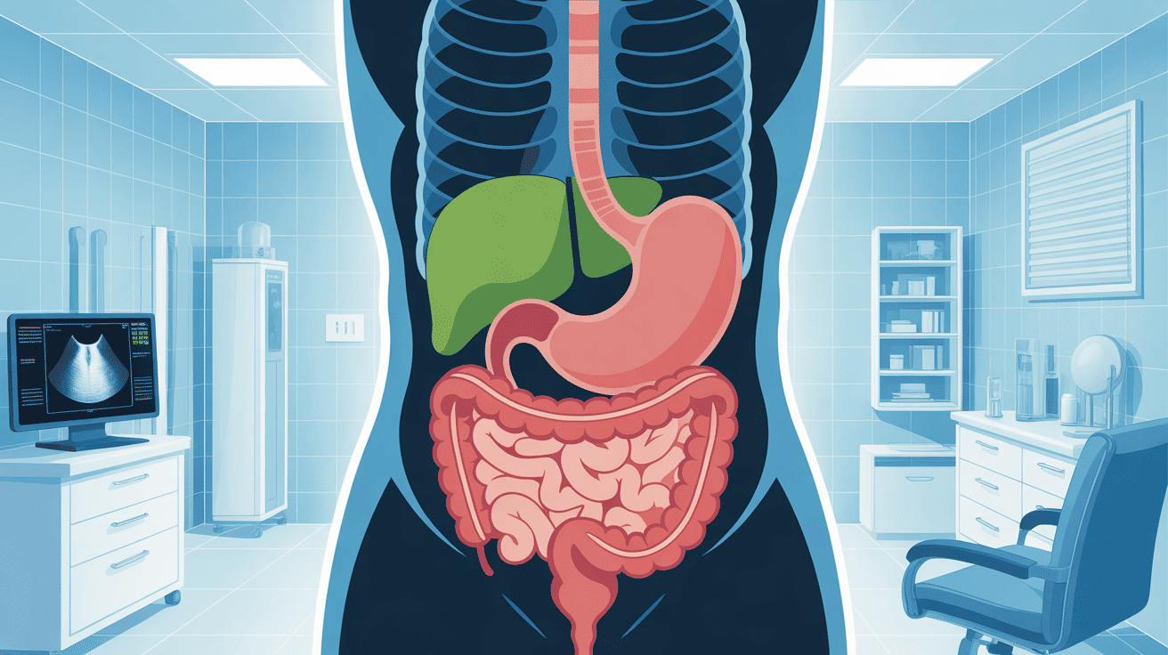 illustration échographie abdominale stylisée
