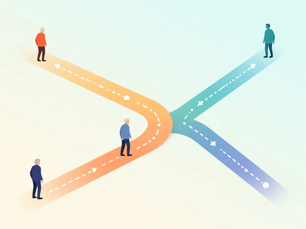 Schéma abstrait du parcours de vie après une fracture du col du fémur