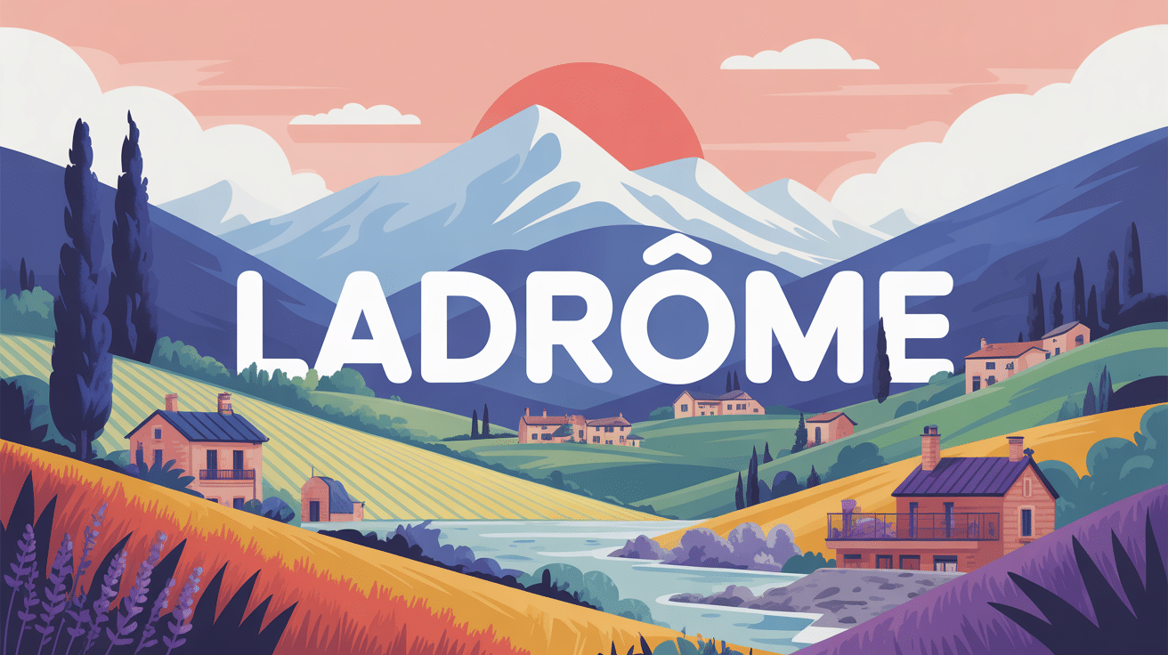 illustration ladrome paysages lavande montagne village