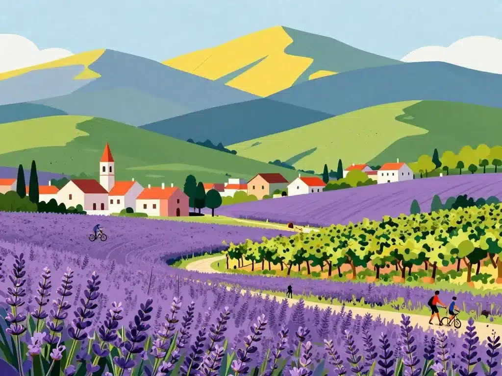 illustration ladrome nature villages activités plein air