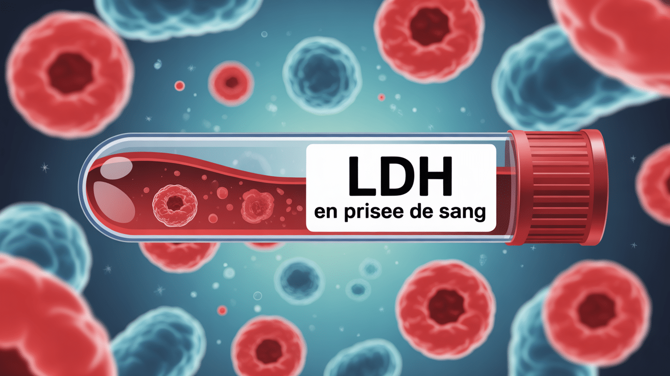 Représentation LDH prise de sang, cellule et tube sanguin