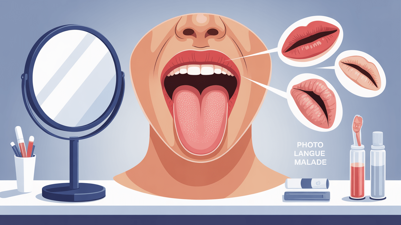 photo de la langue malade avec principaux symptômes
