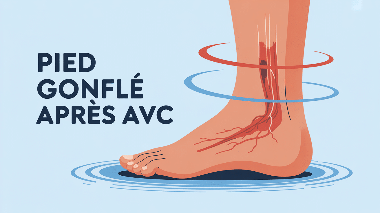 Illustration d'un pied gonflé AVC sur fond bleu