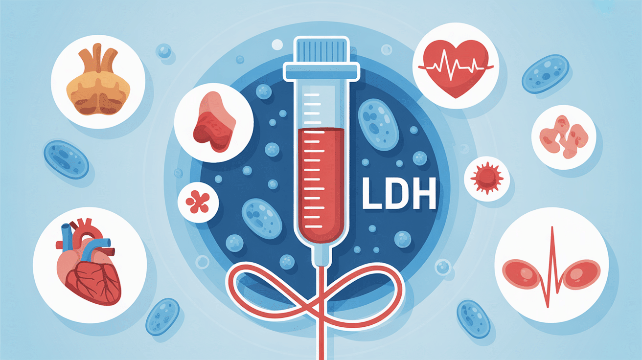 Illustration quel taux de LDH pour un cancer avec organes et tube de sang