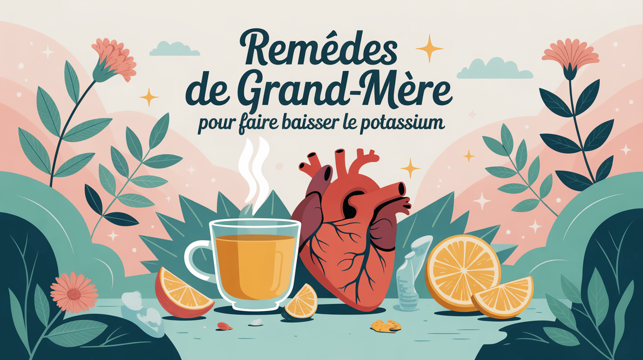 Illustration remède de grand-mère pour faire baisser le potassium tasse tisane coeur