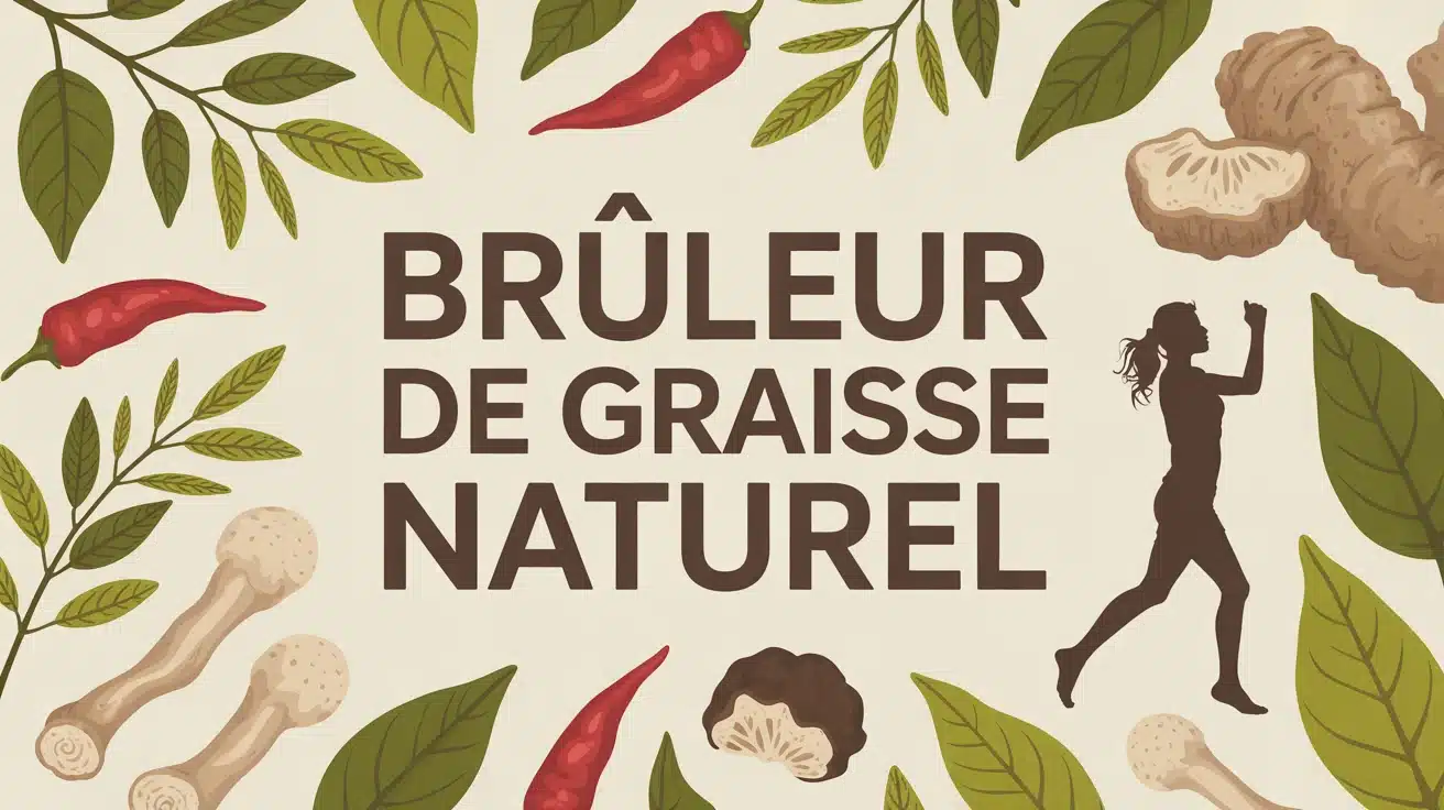 illustration brûleur de graisse naturel avec plantes et silhouette dynamique