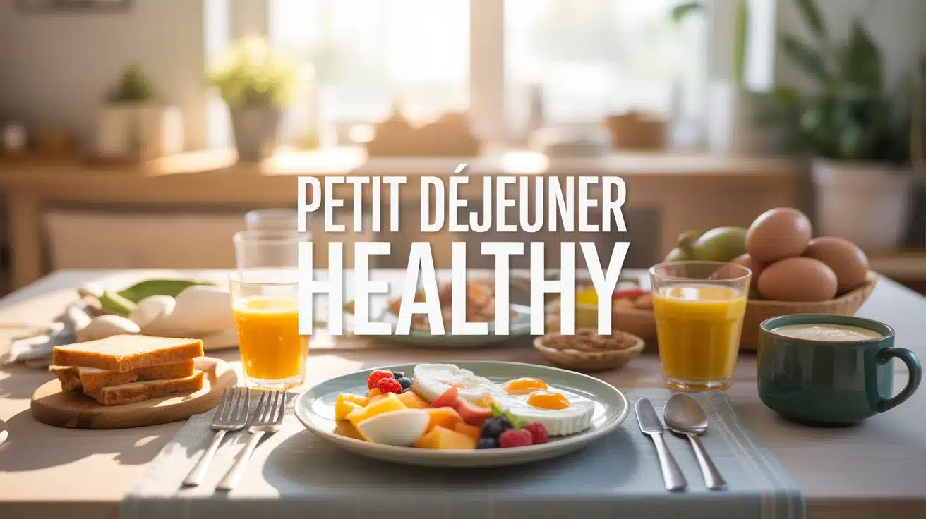 illustration petit dejeuner healthy avec avoine fruits oeufs