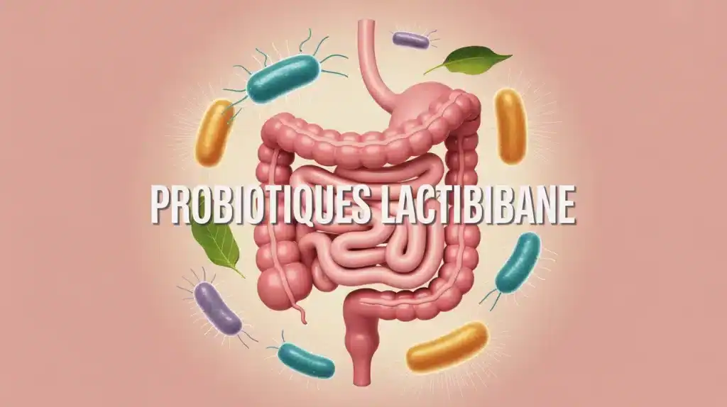 Illustration intestin avec probiotiques Lactibiane colorés