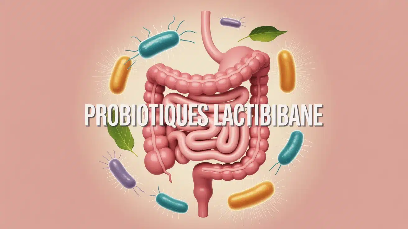Illustration intestin avec probiotiques Lactibiane colorés