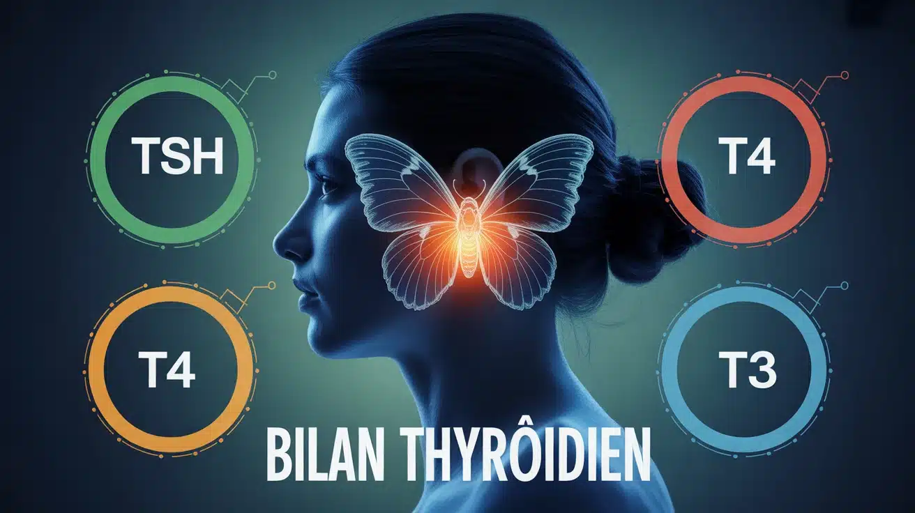 Bilan thyroïdien T3 T4 TSH silhouette glande papillon